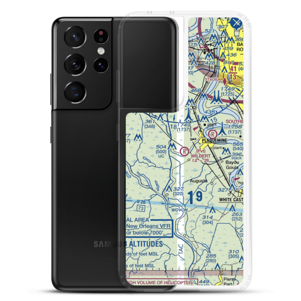 Wilbert Airport (LA15) VFR Sectional Samsung Case Samsung Galaxy S21 Ultra model shown
