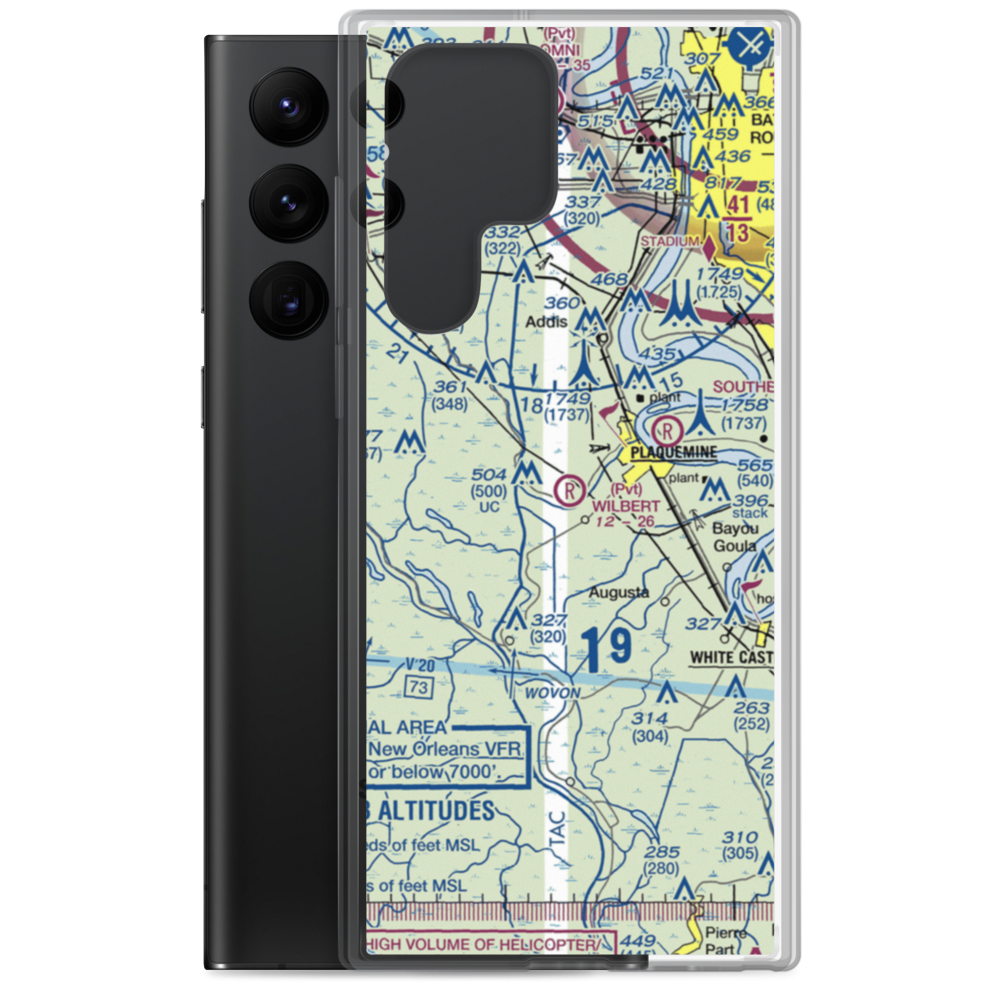 Wilbert Airport (LA15) VFR Sectional Samsung Case Samsung Galaxy S22 Ultra model shown