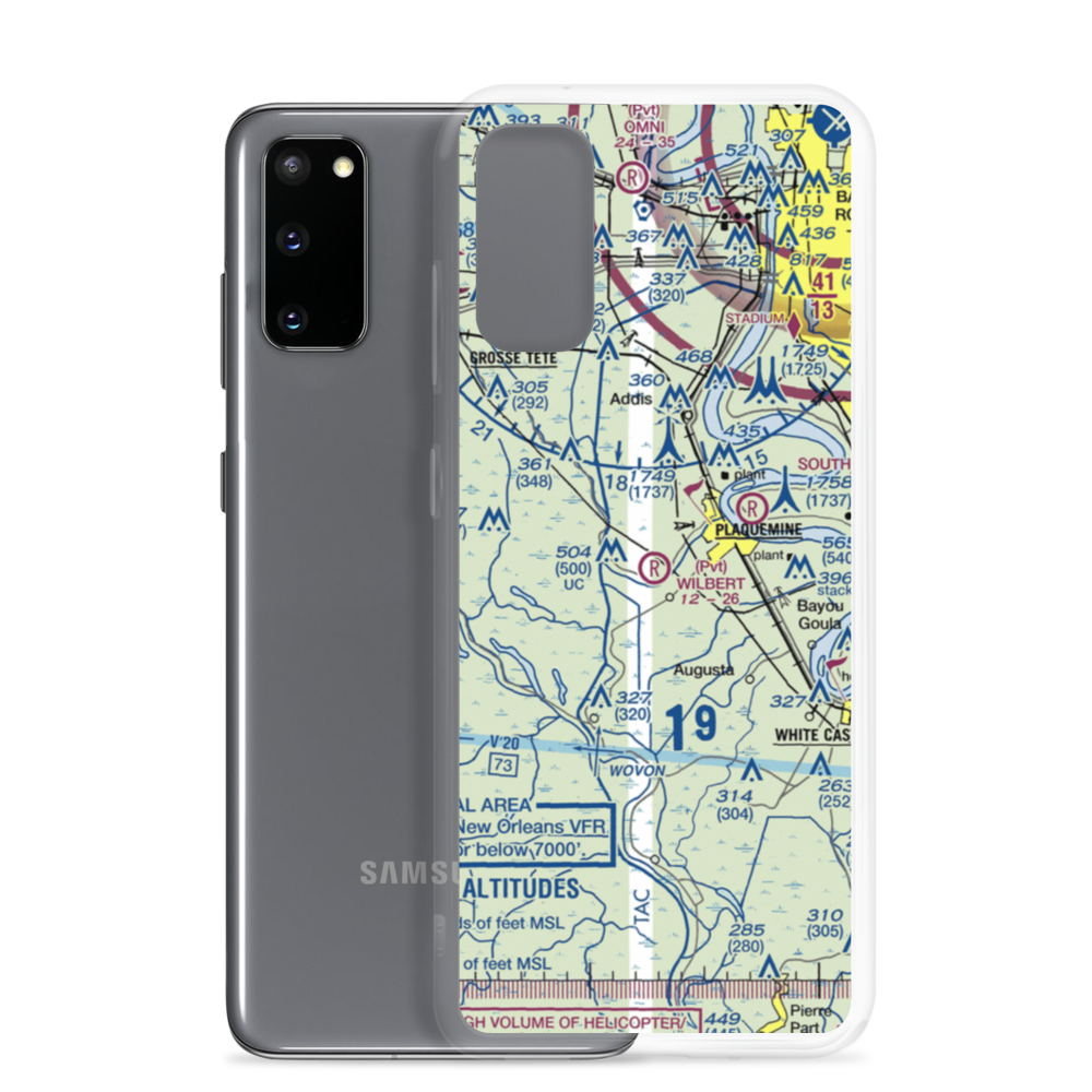 Wilbert Airport (LA15) VFR Sectional Samsung Case Samsung Galaxy S20 model shown