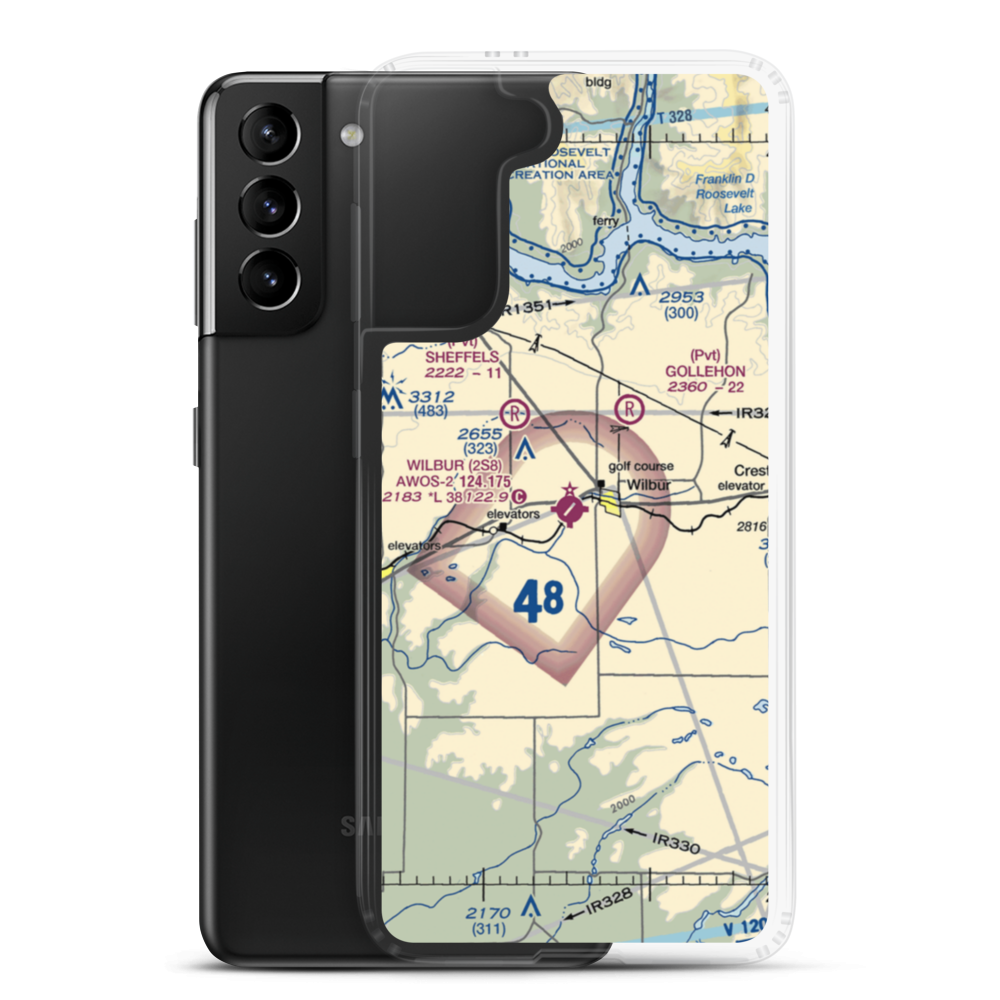 Wilbur Airport (2S8) VFR Sectional Samsung Case Samsung Galaxy S21 Plus model shown