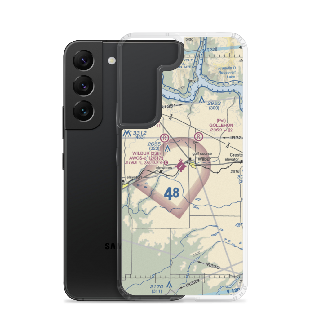 Wilbur Airport (2S8) VFR Sectional Samsung Case Samsung Galaxy S22 model shown