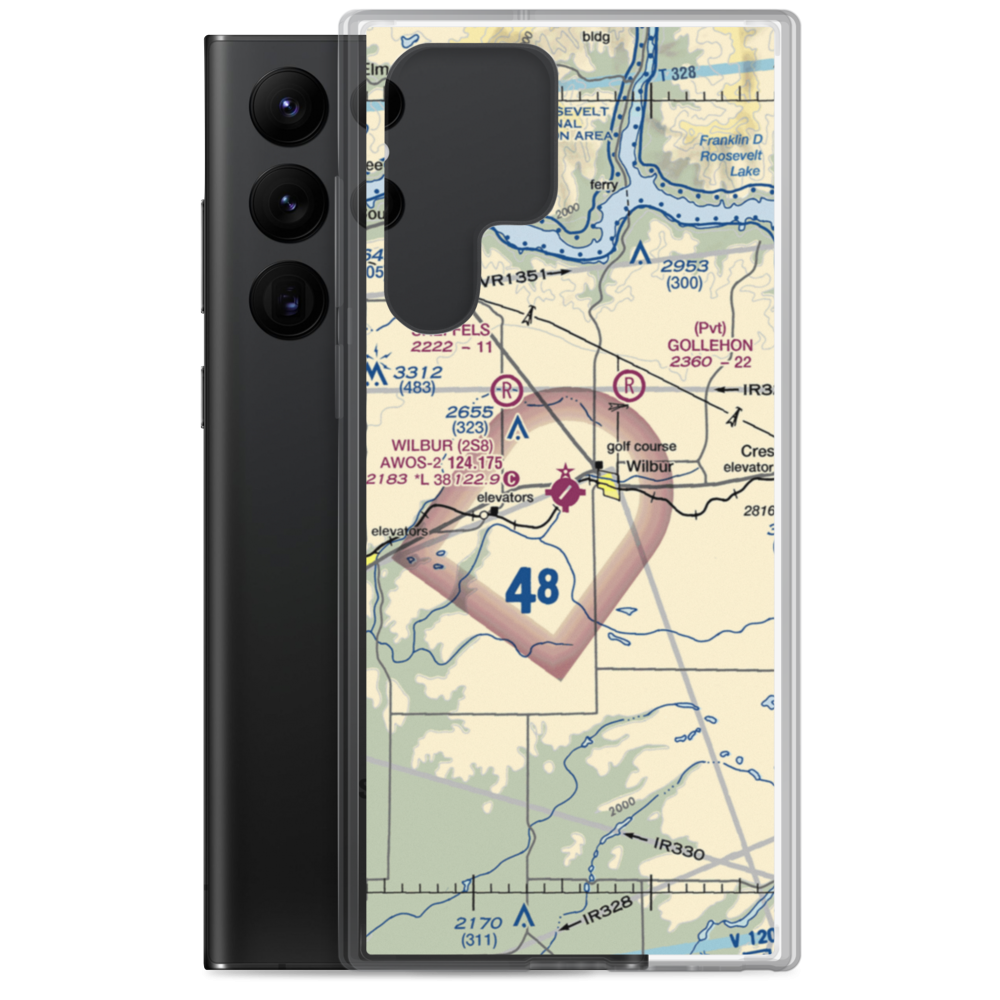 Wilbur Airport (2S8) VFR Sectional Samsung Case Samsung Galaxy S22 Ultra model shown