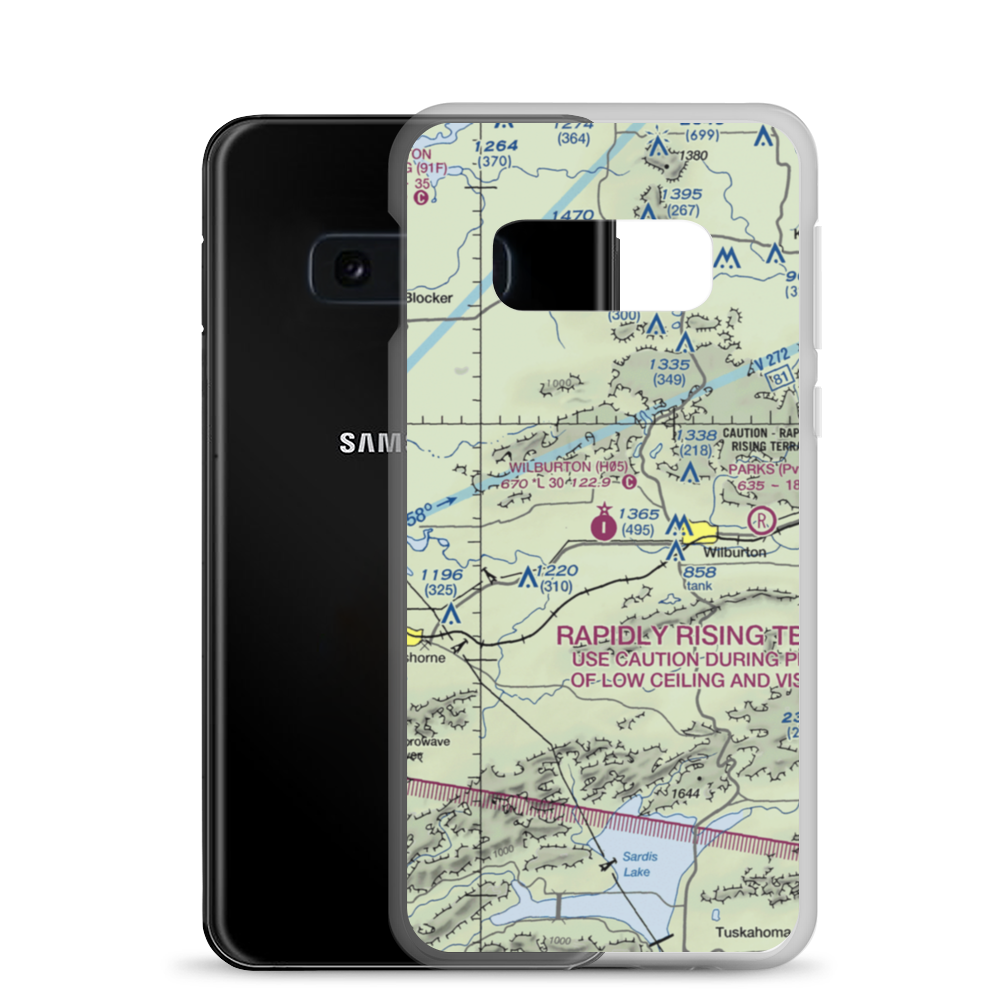 Wilburton Municipal Airport (H05) VFR Sectional Samsung Case Samsung Galaxy S10e model shown