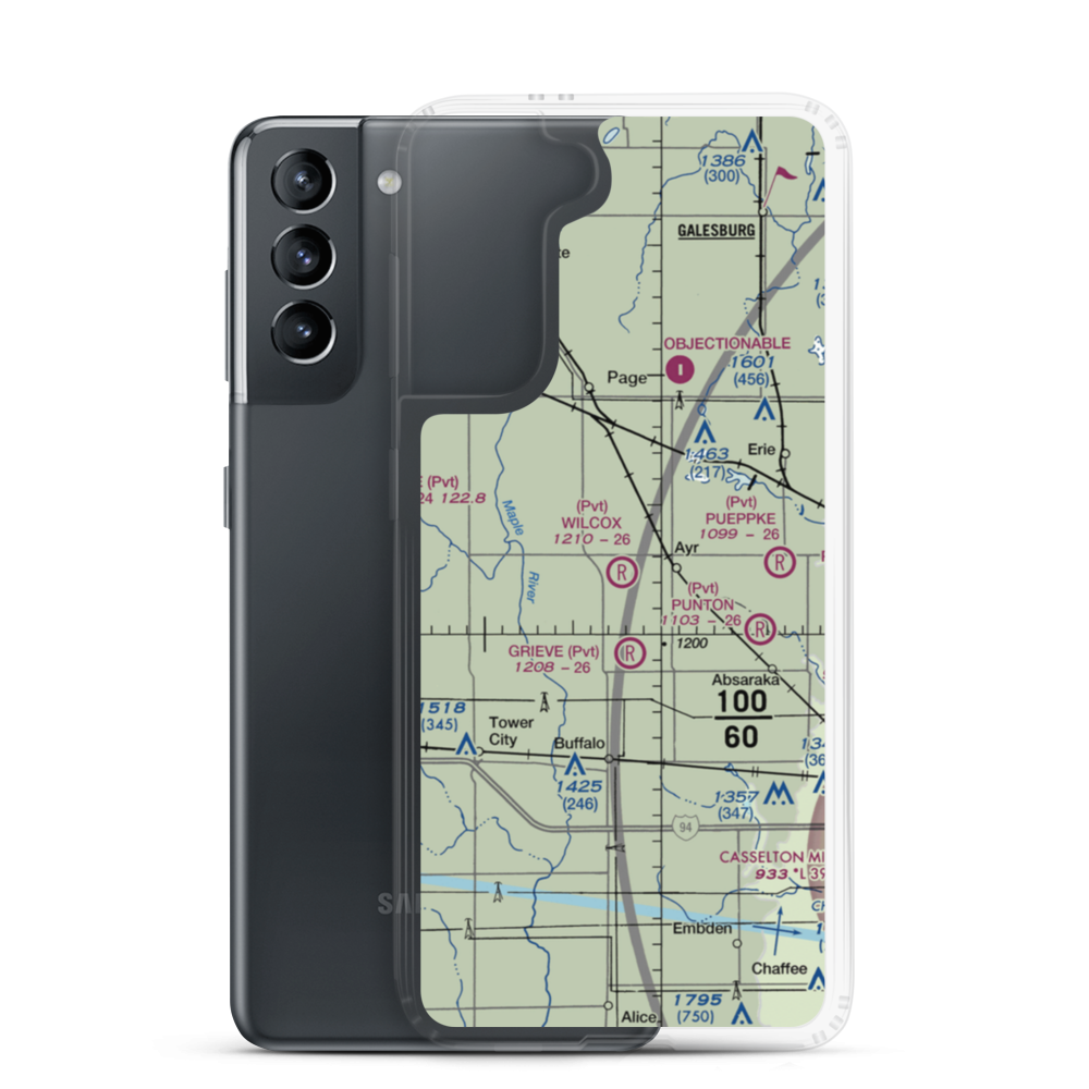 Wilcox Farm Airport (ND78) VFR Sectional Samsung Case Samsung Galaxy S21 model shown