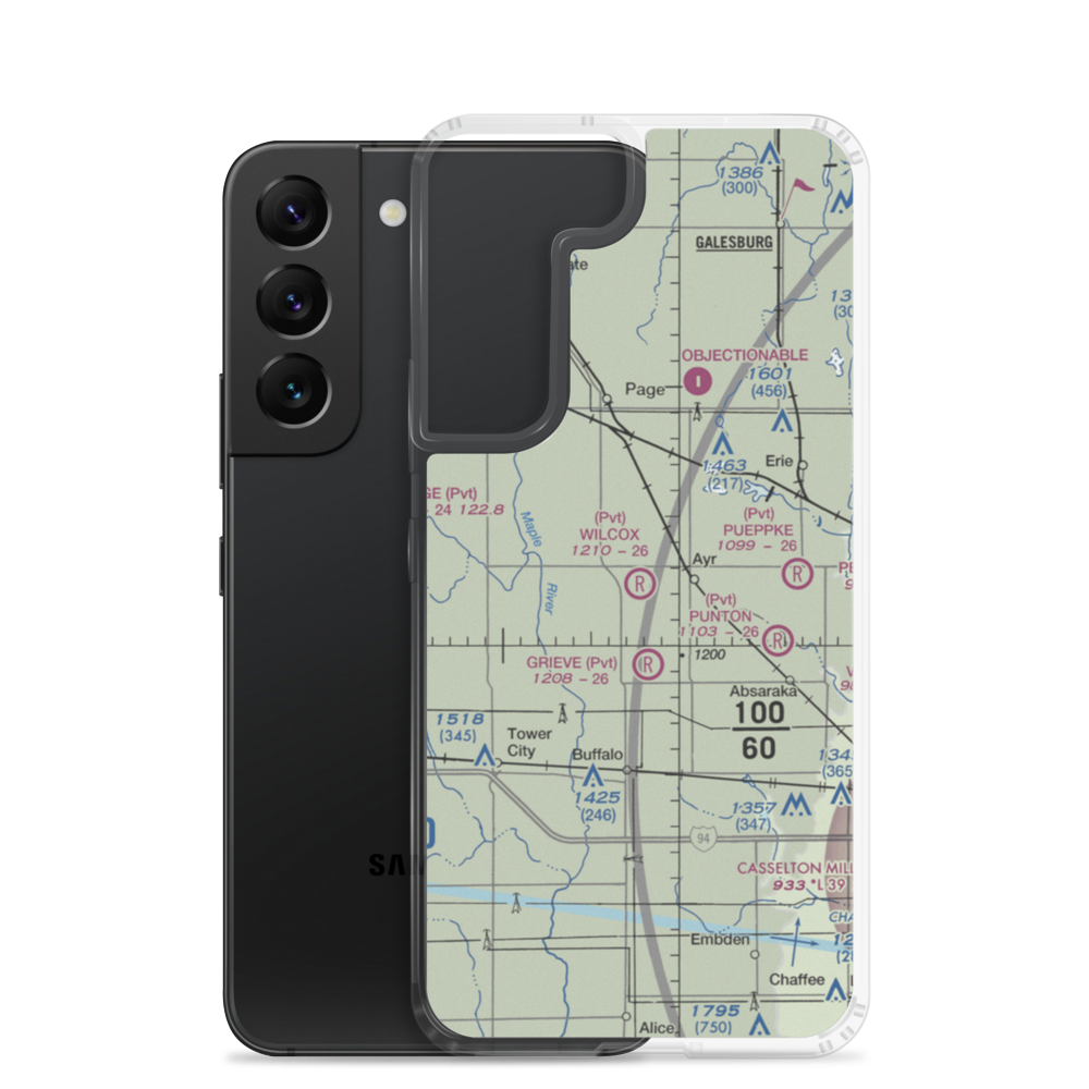 Wilcox Farm Airport (ND78) VFR Sectional Samsung Case Samsung Galaxy S22 model shown