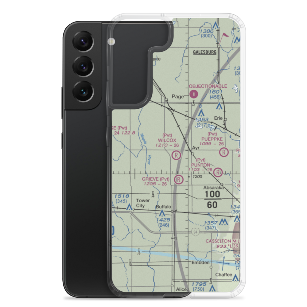 Wilcox Farm Airport (ND78) VFR Sectional Samsung Case Samsung Galaxy S22 Plus model shown