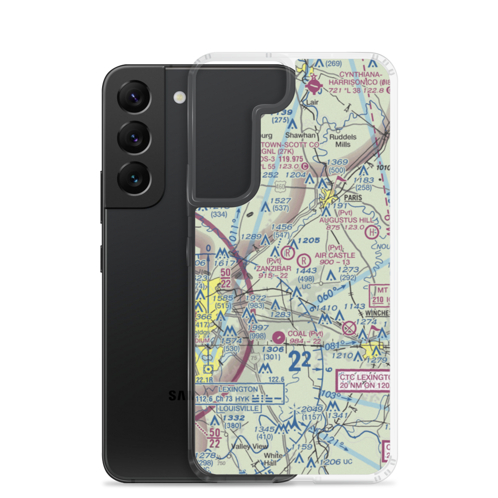 Wild Blue Airport (31KY) VFR Sectional Samsung Case Samsung Galaxy S22 model shown