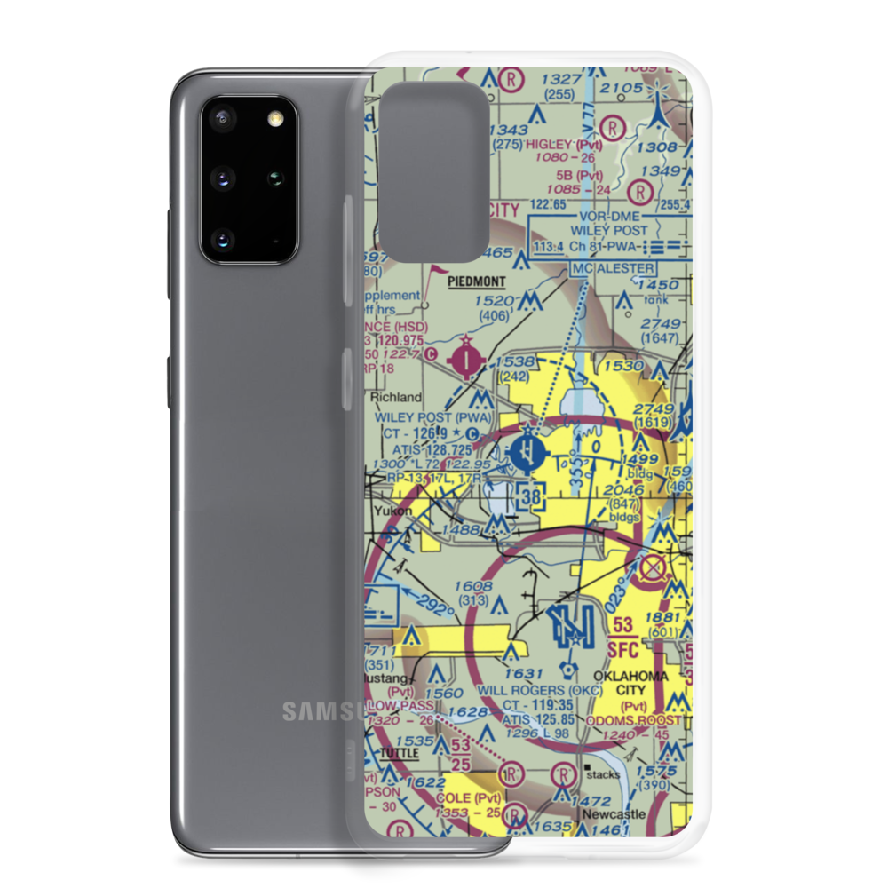 Wiley Post Airport (PWA) VFR Sectional Samsung Case Samsung Galaxy S20 Plus model shown