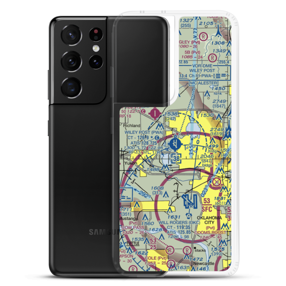 Wiley Post Airport (PWA) VFR Sectional Samsung Case Samsung Galaxy S21 Ultra model shown
