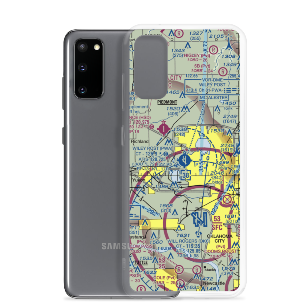 Wiley Post Airport (PWA) VFR Sectional Samsung Case Samsung Galaxy S20 model shown