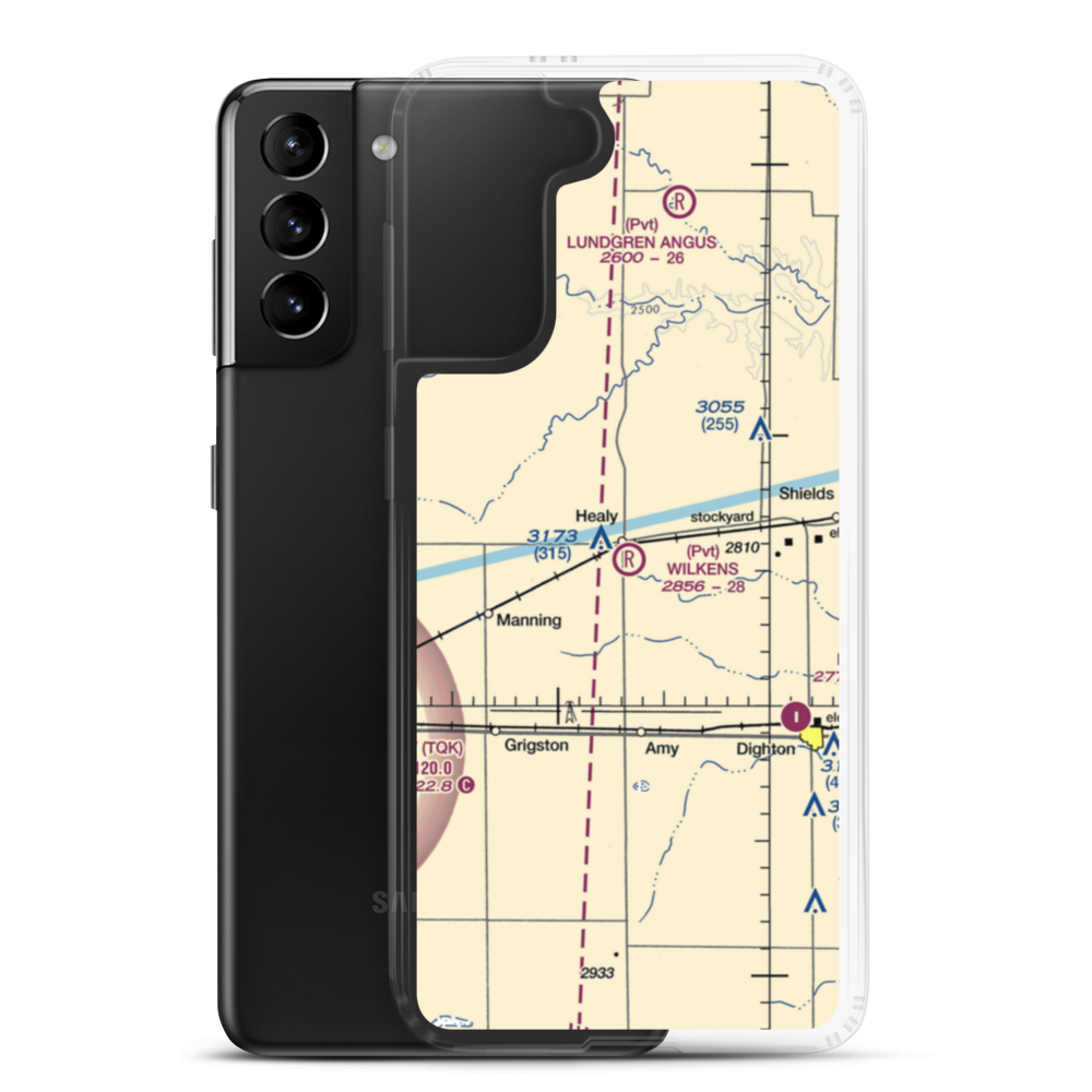 Wilkens Airport (32KS) VFR Sectional Samsung Case Samsung Galaxy S21 Plus model shown