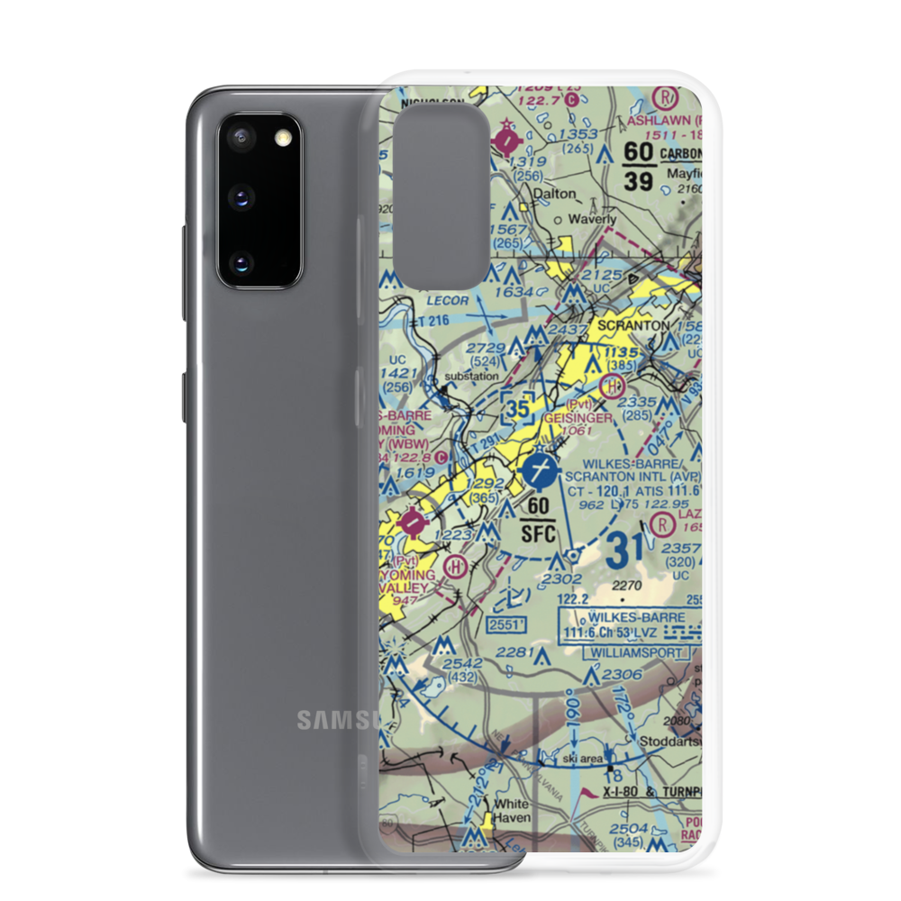 Wilkes Barre Scranton International Airport (AVP) VFR Sectional Samsung Case Samsung Galaxy S20 model shown