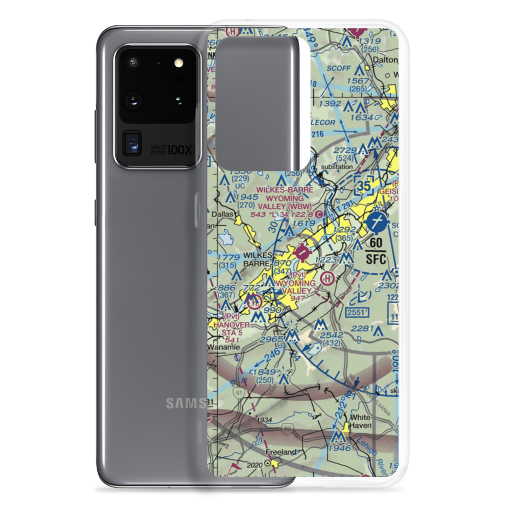 Wilkes Barre Wyoming Valley Airport (WBW) VFR Sectional Samsung Case Samsung Galaxy S20 Ultra model shown