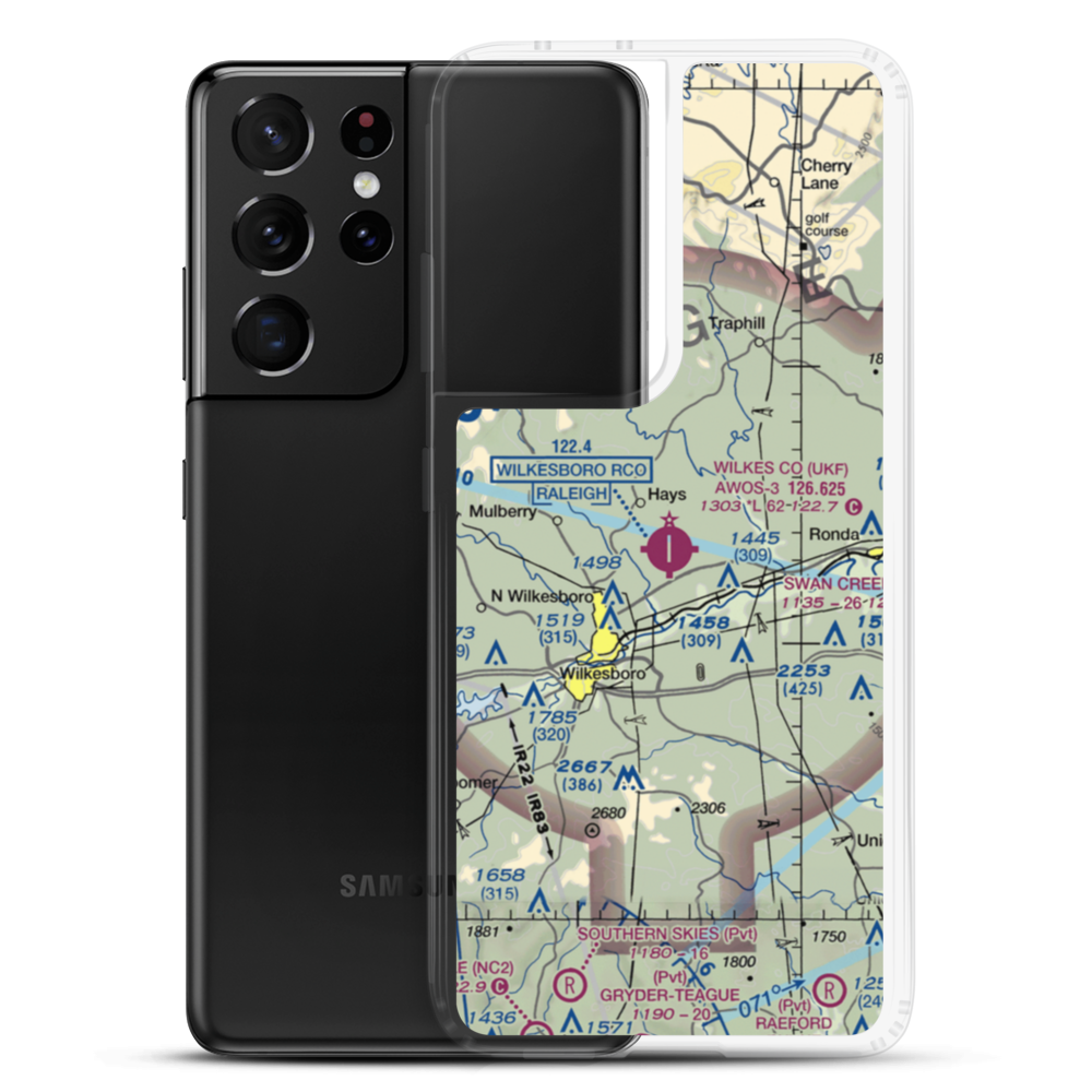 Wilkes County Airport (UKF) VFR Sectional Samsung Case Samsung Galaxy S21 Ultra model shown