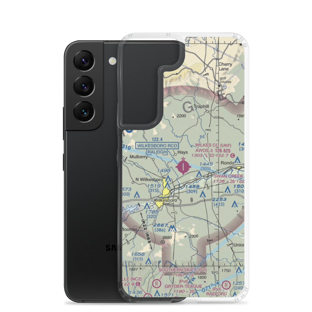 Wilkes County Airport (UKF) VFR Sectional Samsung Case Samsung Galaxy S22 model shown