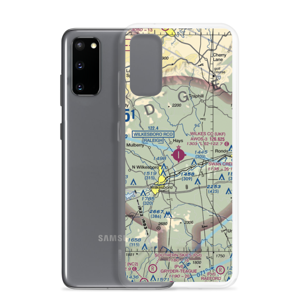 Wilkes County Airport (UKF) VFR Sectional Samsung Case Samsung Galaxy S20 model shown