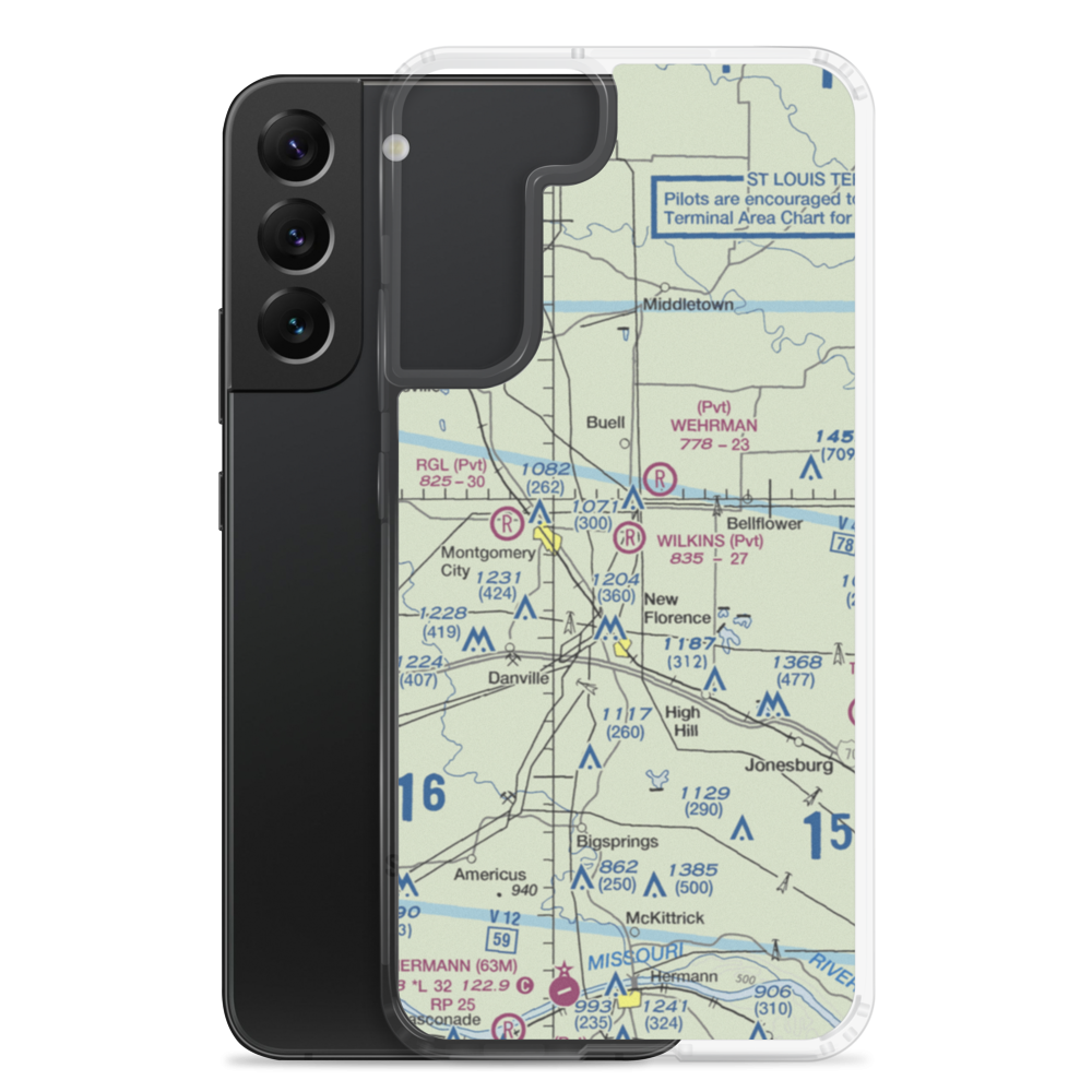 Wilkins Airport (MO43) VFR Sectional Samsung Case Samsung Galaxy S22 Plus model shown