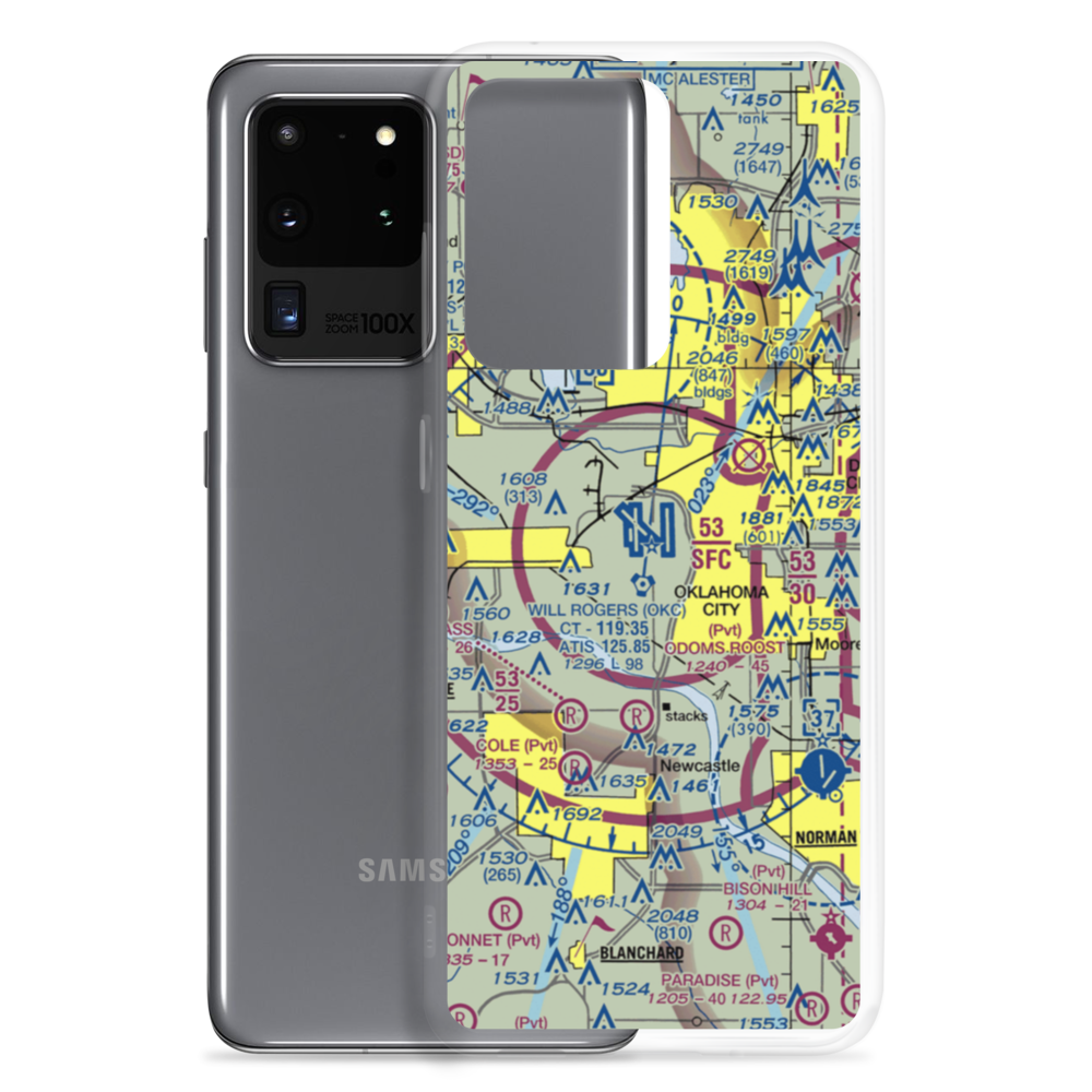 Will Rogers World Airport (OKC) VFR Sectional Samsung Case Samsung Galaxy S20 Ultra model shown