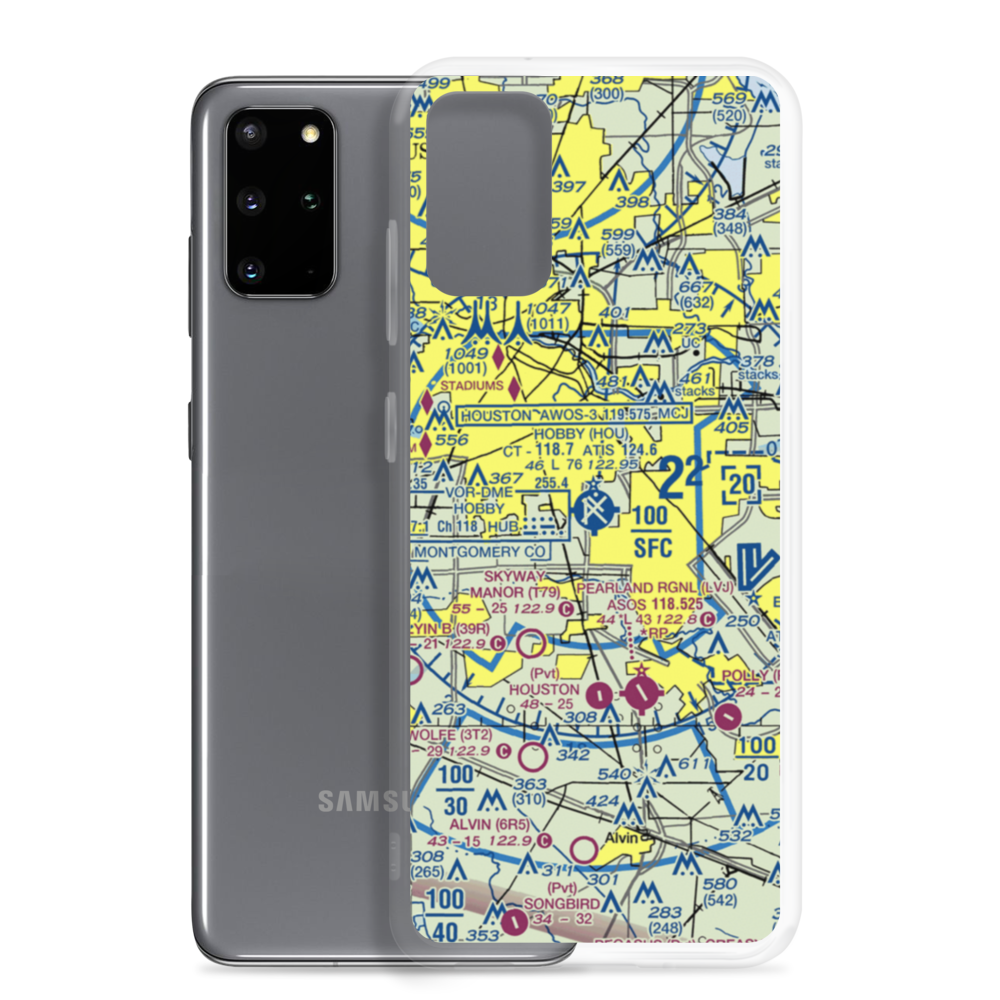 William P Hobby Airport (HOU) VFR Sectional Samsung Case Samsung Galaxy S20 Plus model shown