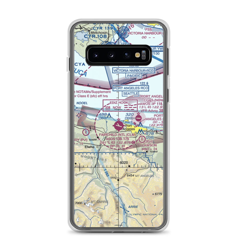 William R Fairchild International Airport (CLM) VFR Sectional Samsung Case Samsung Galaxy S10 model shown