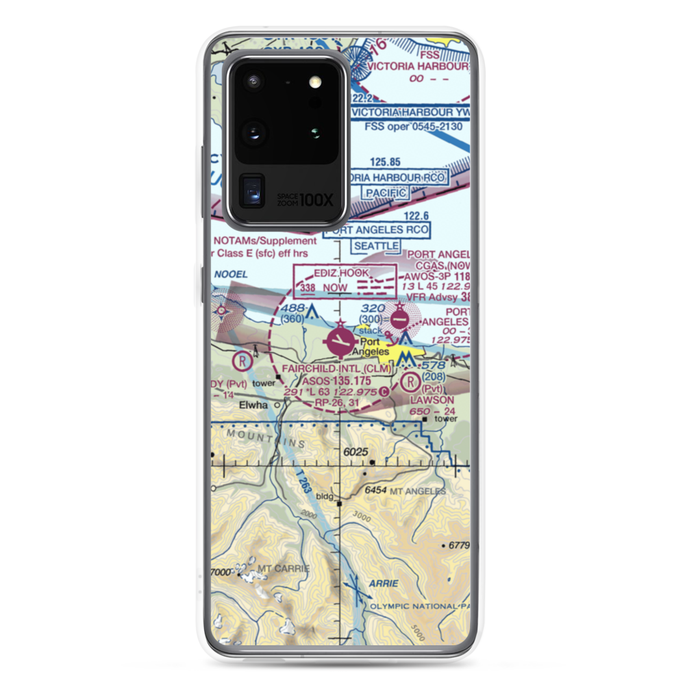 William R Fairchild International Airport (CLM) VFR Sectional Samsung Case Samsung Galaxy S20 Ultra model shown