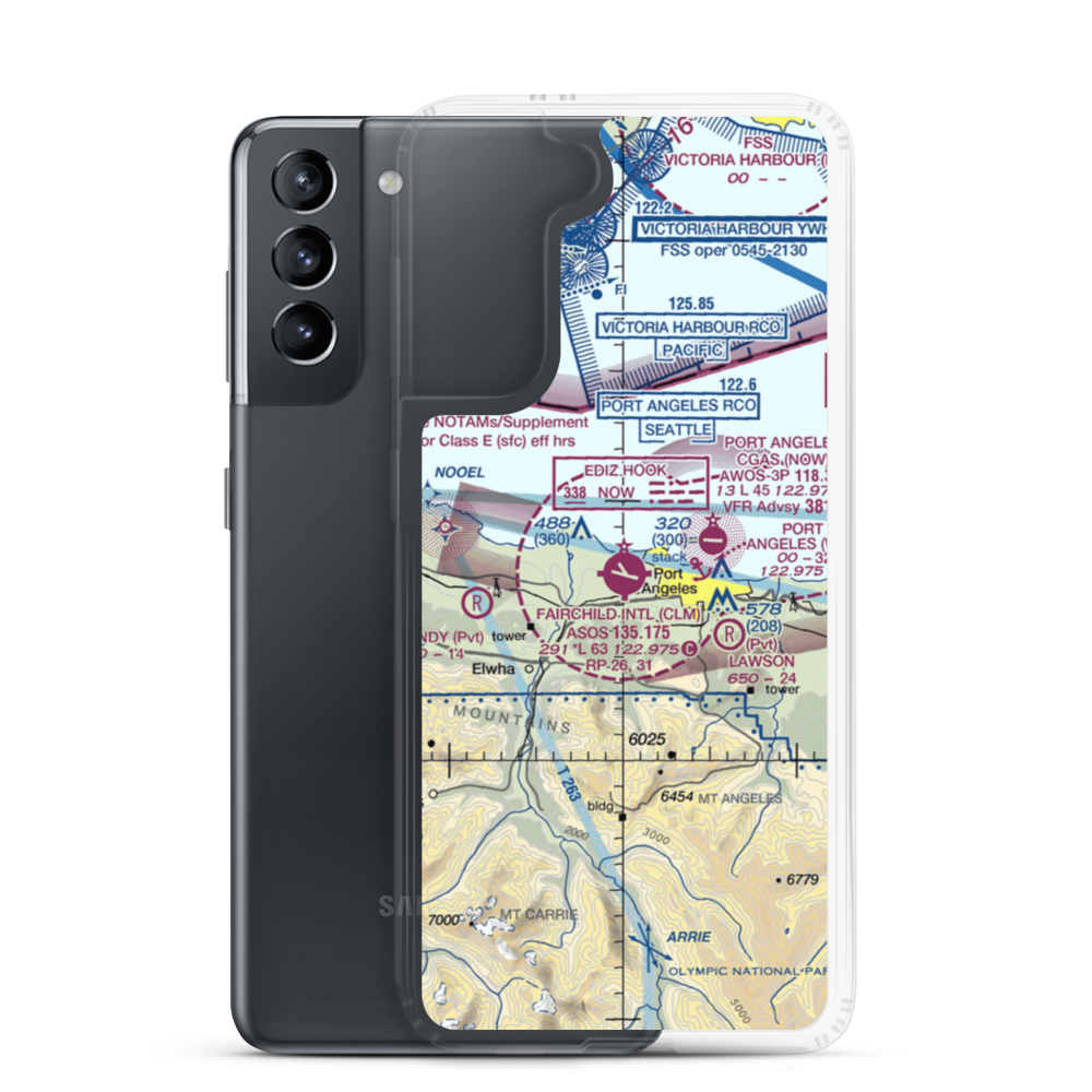 William R Fairchild International Airport (CLM) VFR Sectional Samsung Case Samsung Galaxy S21 model shown