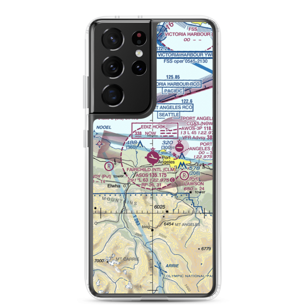 William R Fairchild International Airport (CLM) VFR Sectional Samsung Case Samsung Galaxy S21 Ultra model shown