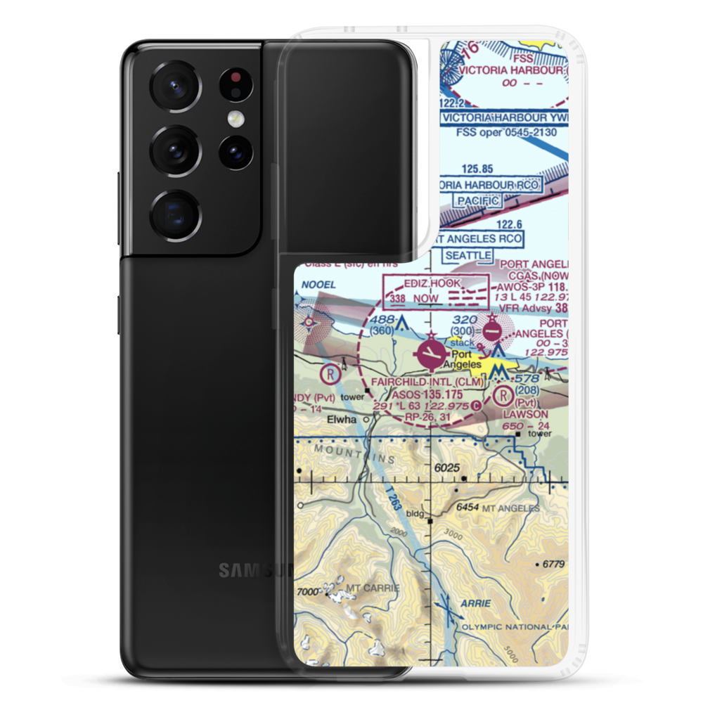 William R Fairchild International Airport (CLM) VFR Sectional Samsung Case Samsung Galaxy S21 Ultra model shown