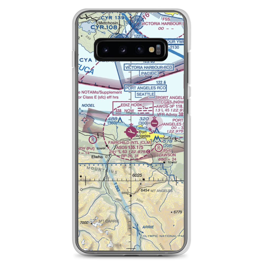 William R Fairchild International Airport (CLM) VFR Sectional Samsung Case Samsung Galaxy S10+ model shown