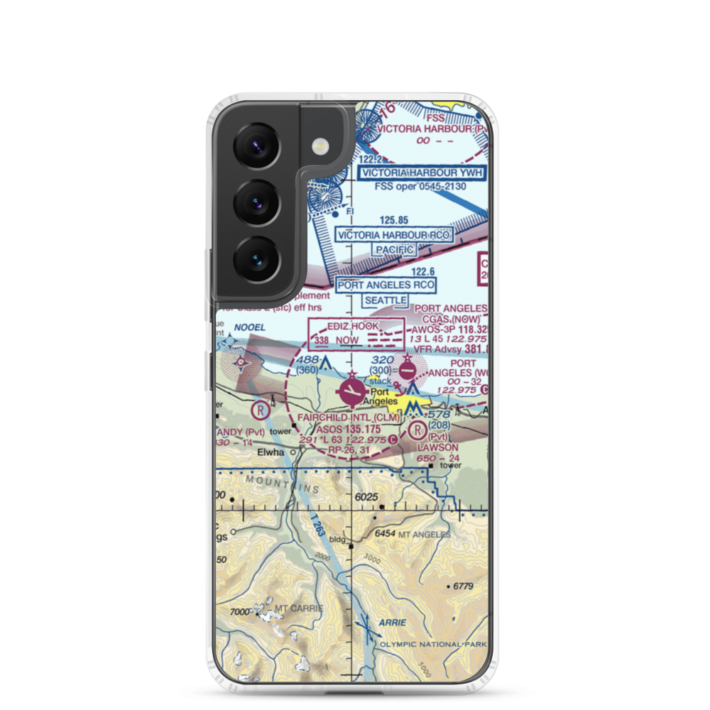 William R Fairchild International Airport (CLM) VFR Sectional Samsung Case Samsung Galaxy S22 model shown