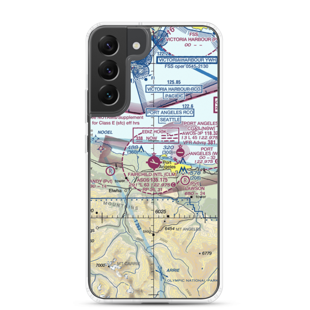 William R Fairchild International Airport (CLM) VFR Sectional Samsung Case Samsung Galaxy S22 Plus model shown