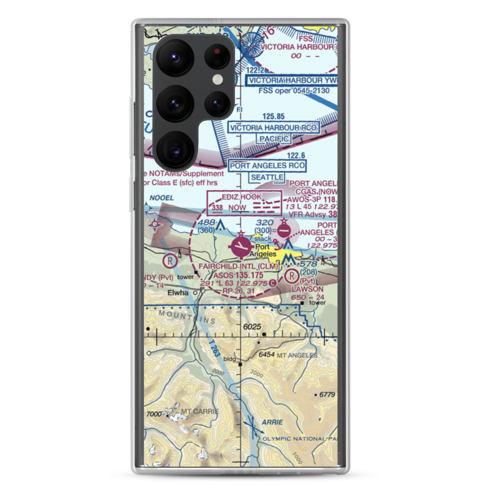 William R Fairchild International Airport (CLM) VFR Sectional Samsung Case Samsung Galaxy S22 Ultra model shown