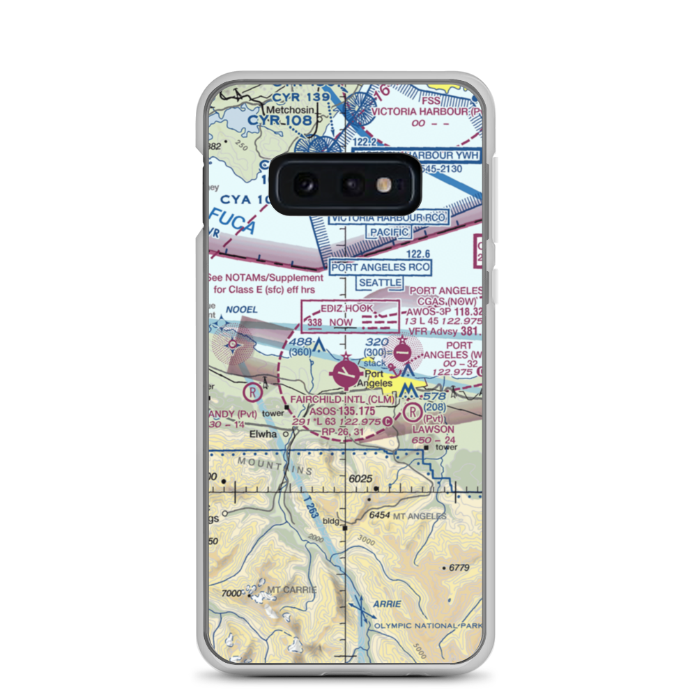 William R Fairchild International Airport (CLM) VFR Sectional Samsung Case Samsung Galaxy S10e model shown