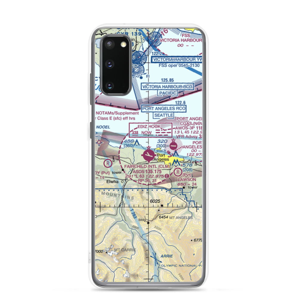 William R Fairchild International Airport (CLM) VFR Sectional Samsung Case Samsung Galaxy S20 model shown
