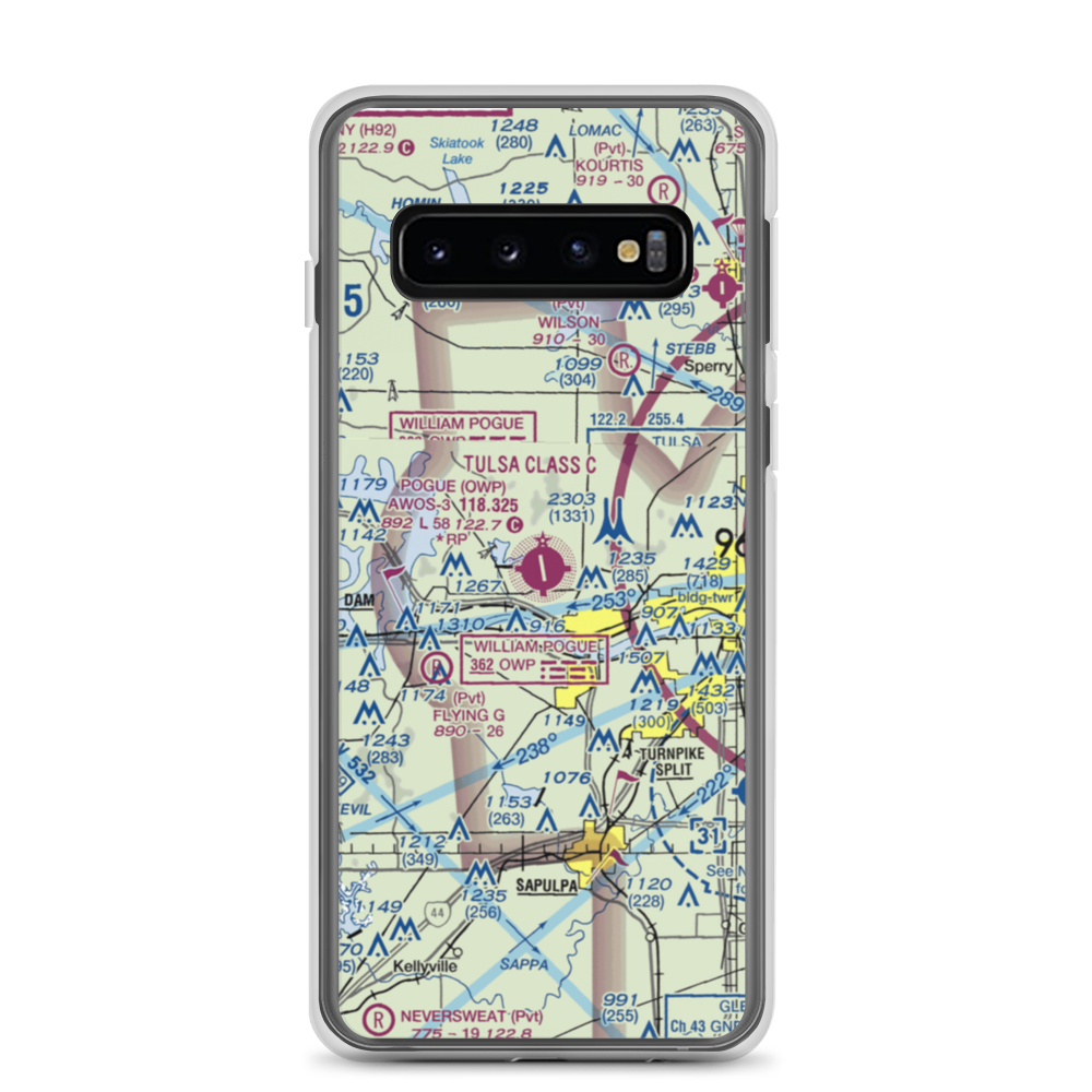 William R. Pogue Municipal Airport (OWP) VFR Sectional Samsung Case Samsung Galaxy S10 model shown
