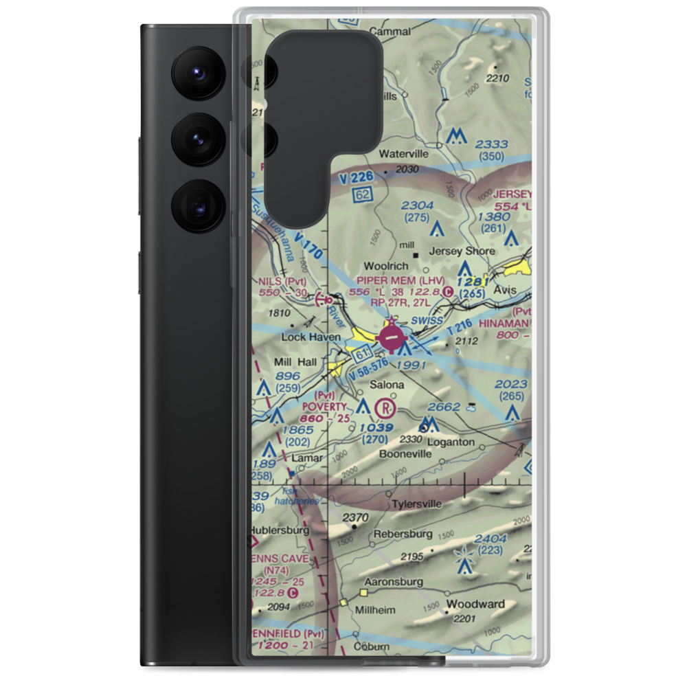 William T. Piper Memorial Airport (LHV) VFR Sectional Samsung Case Samsung Galaxy S22 Ultra model shown