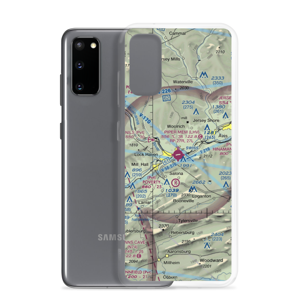 William T. Piper Memorial Airport (LHV) VFR Sectional Samsung Case Samsung Galaxy S20 model shown