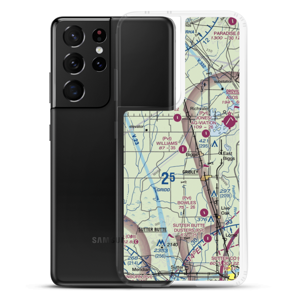 Williams Ag Airport (00CL) VFR Sectional Samsung Case Samsung Galaxy S21 Ultra model shown