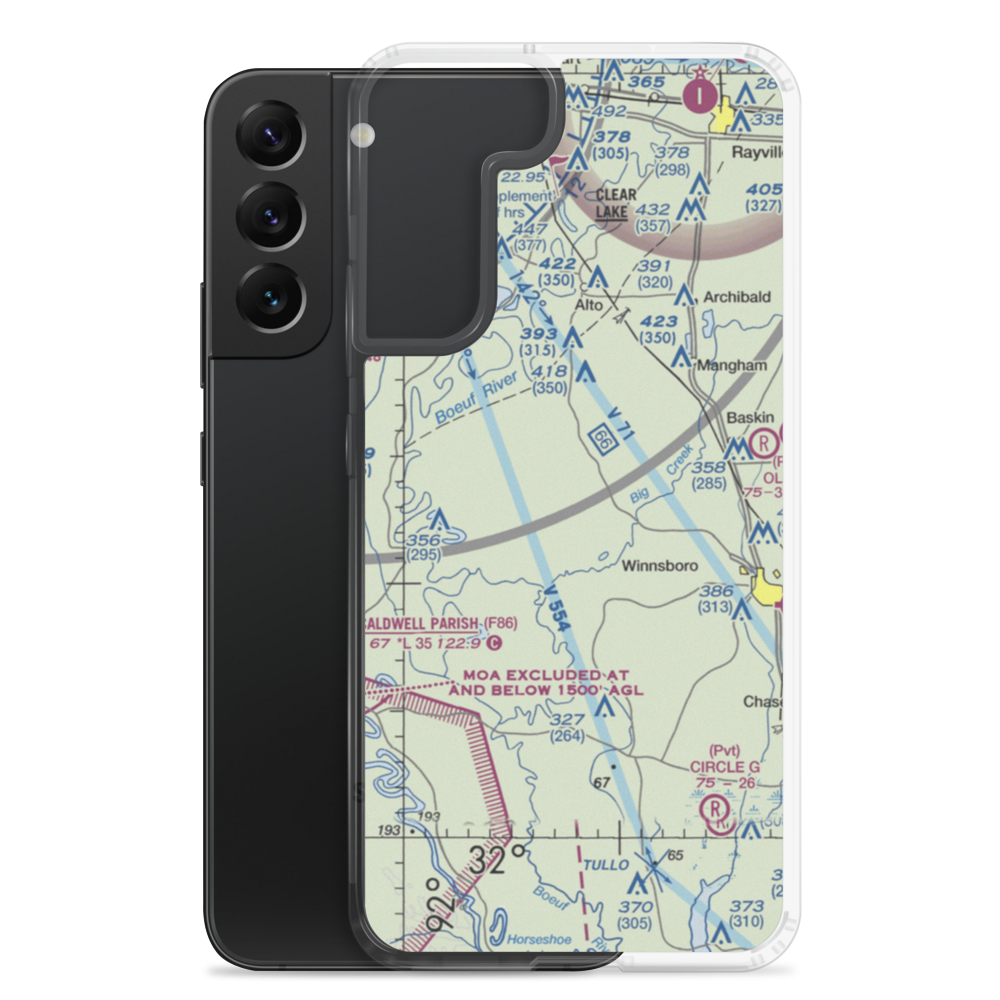 Williams Flying Service Airport (6LA6) VFR Sectional Samsung Case Samsung Galaxy S22 Plus model shown