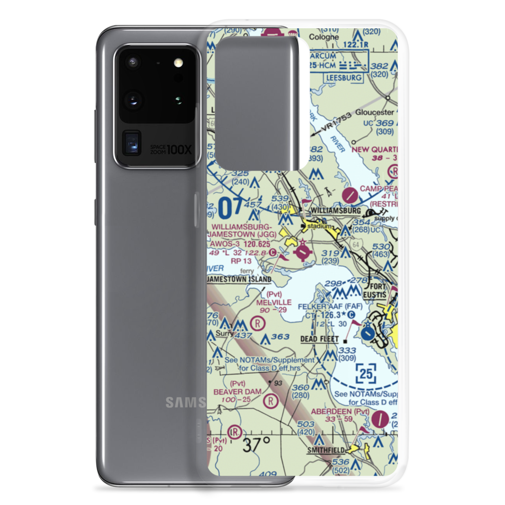 Williamsburg Jamestown Airport (JGG) VFR Sectional Samsung Case Samsung Galaxy S20 Ultra model shown