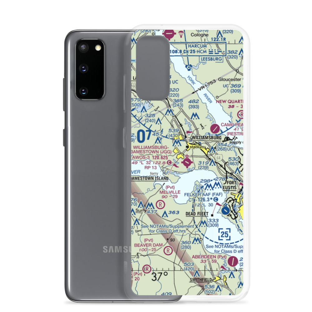 Williamsburg Jamestown Airport (JGG) VFR Sectional Samsung Case Samsung Galaxy S20 model shown