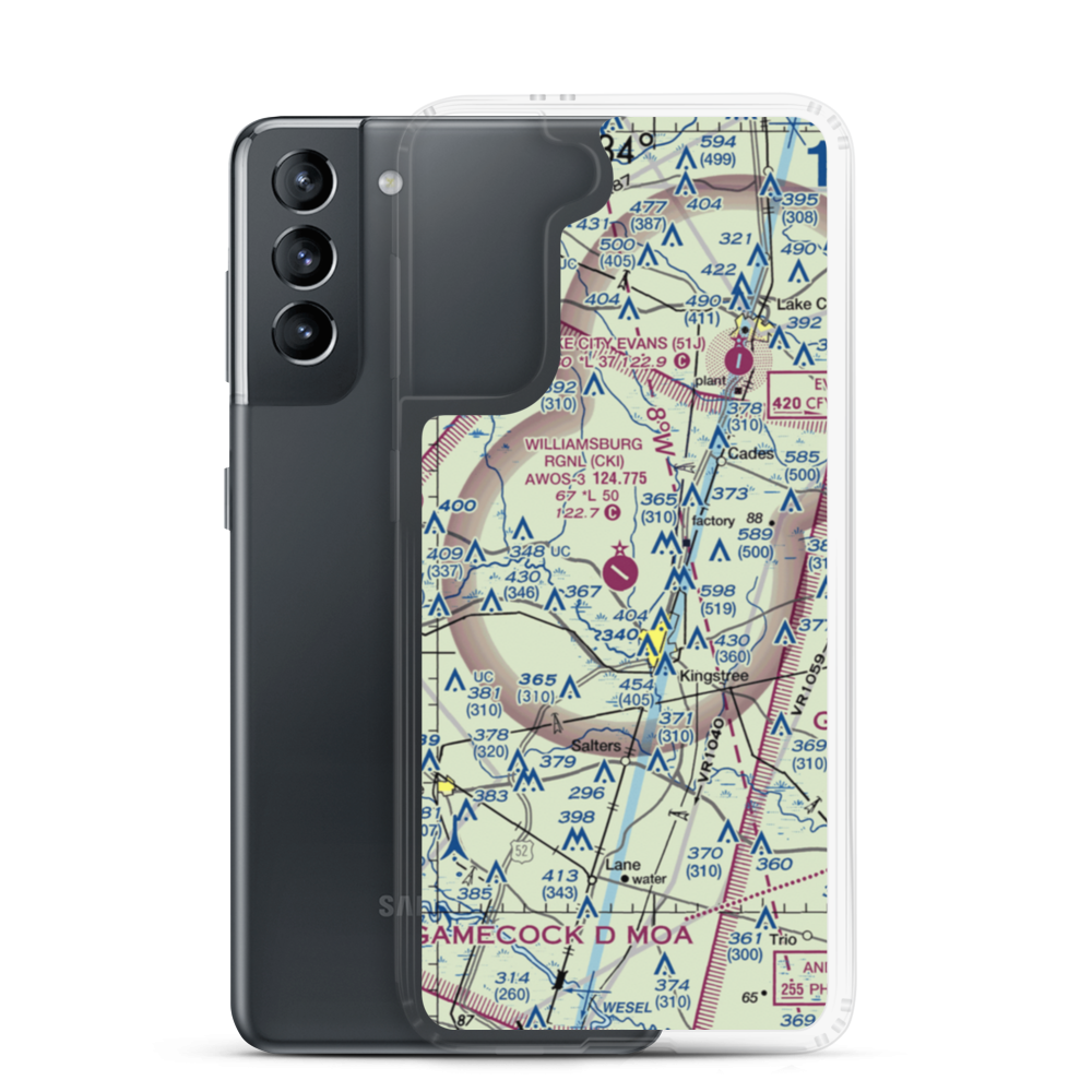 Williamsburg Regional Airport (CKI) VFR Sectional Samsung Case Samsung Galaxy S21 model shown