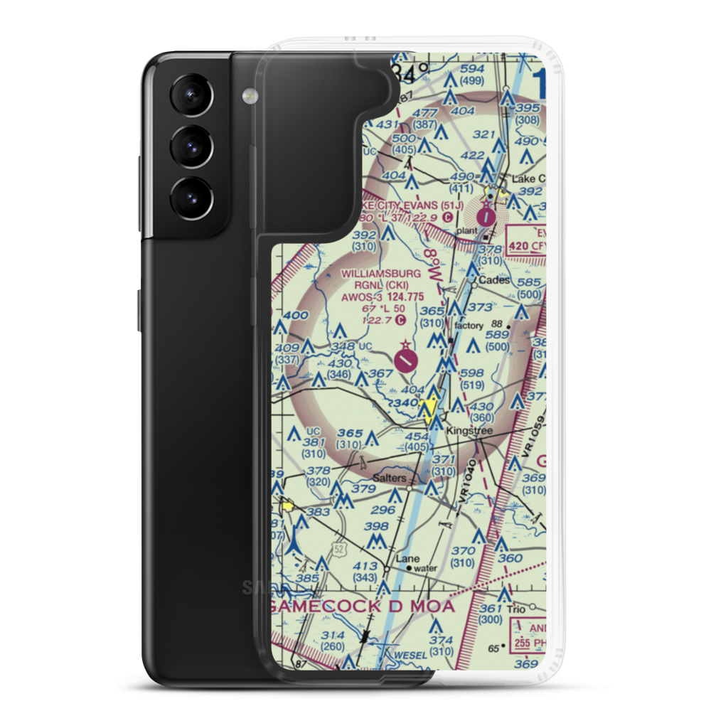 Williamsburg Regional Airport (CKI) VFR Sectional Samsung Case Samsung Galaxy S21 Plus model shown