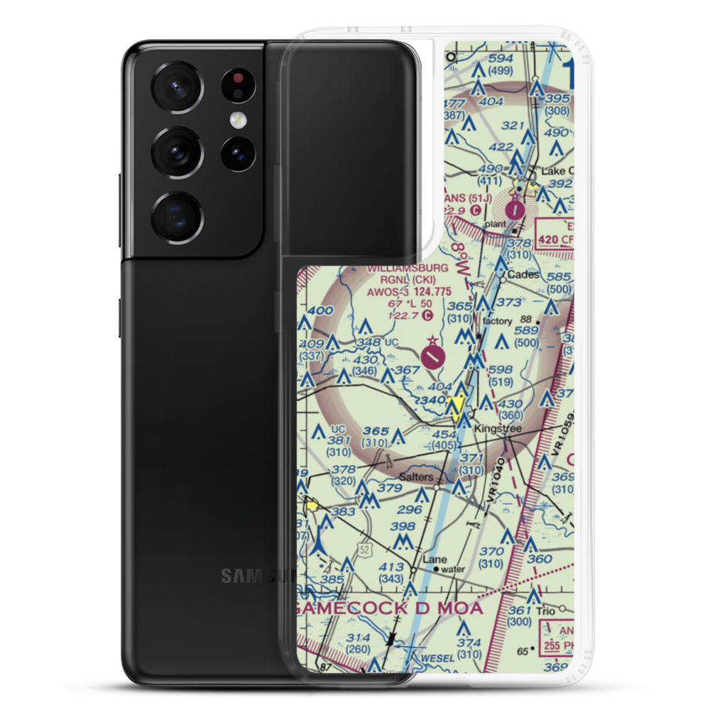 Williamsburg Regional Airport (CKI) VFR Sectional Samsung Case Samsung Galaxy S21 Ultra model shown