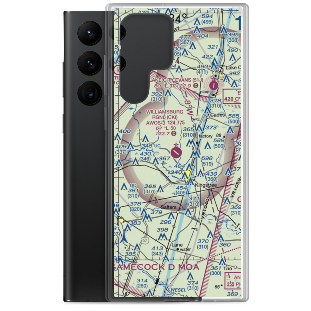 Williamsburg Regional Airport (CKI) VFR Sectional Samsung Case Samsung Galaxy S22 Ultra model shown