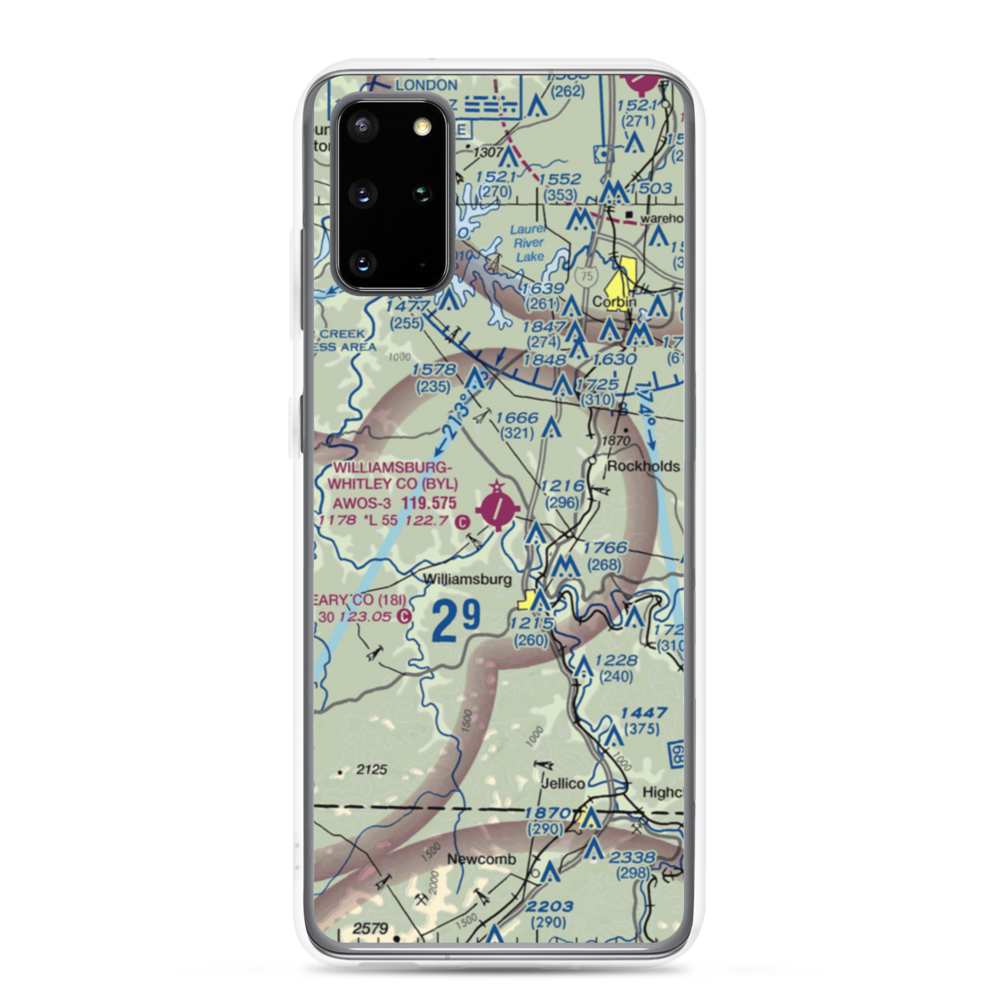 Williamsburg Whitley County Airport (BYL) VFR Sectional Samsung Case Samsung Galaxy S20 Plus model shown