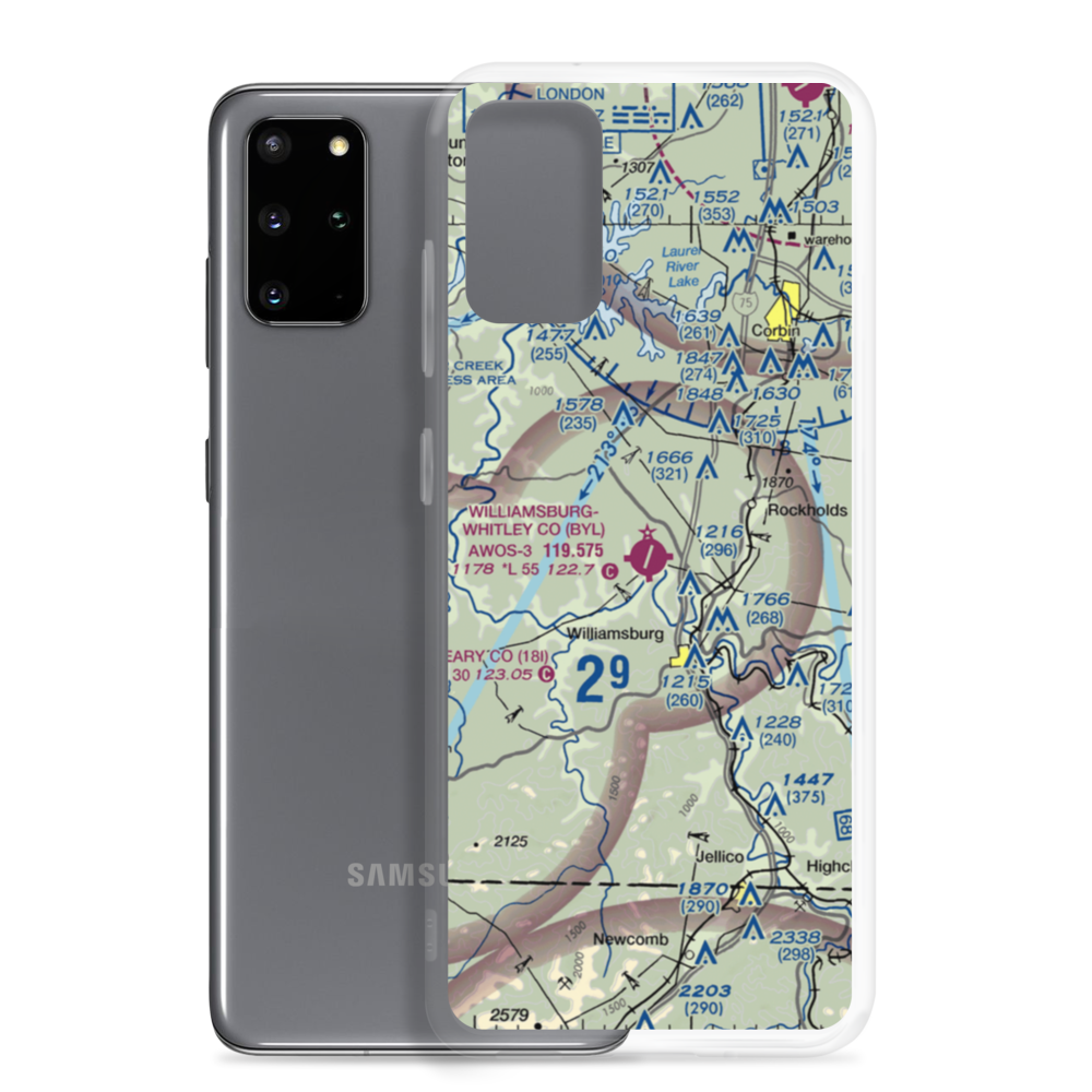 Williamsburg Whitley County Airport (BYL) VFR Sectional Samsung Case Samsung Galaxy S20 Plus model shown