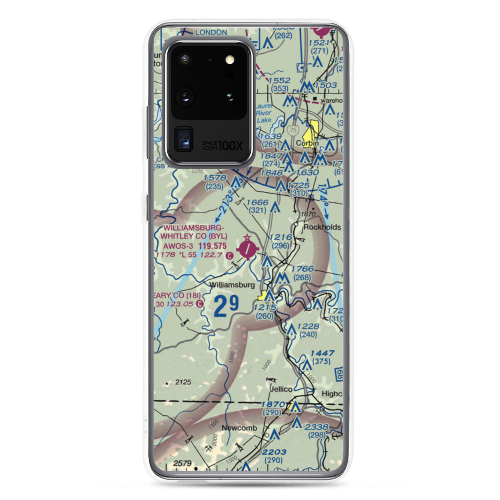Williamsburg Whitley County Airport (BYL) VFR Sectional Samsung Case Samsung Galaxy S20 Ultra model shown