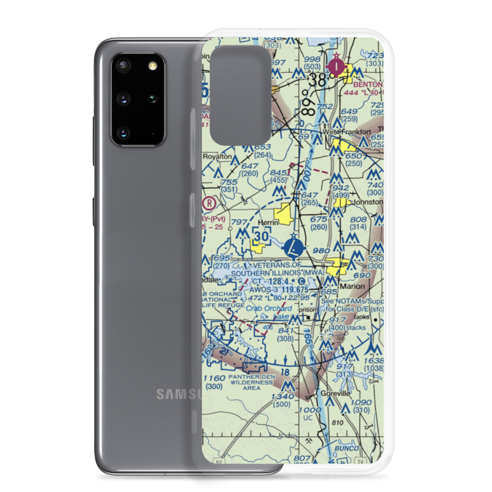 Williamson County Regional Airport (MWA) VFR Sectional Samsung Case Samsung Galaxy S20 Plus model shown