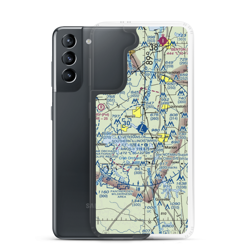 Williamson County Regional Airport (MWA) VFR Sectional Samsung Case Samsung Galaxy S21 model shown